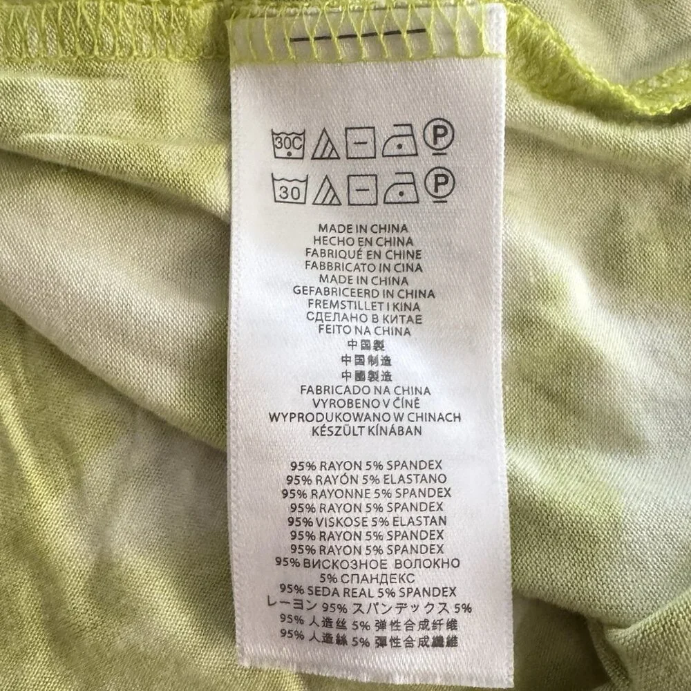 Michael Kors Green Tie Dye T-Shirt V-Neck‎ Soft Stretch Flowy Lightweight SS Tee